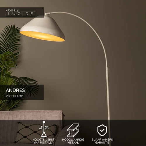 Lucide ANDRES - Vloerlamp - 1xE27 - Beige | Vibes - USP
